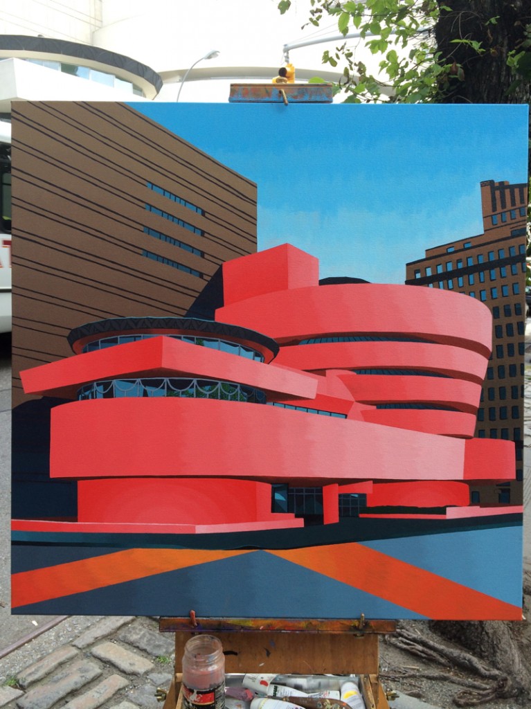 Pink Guggenheim aka Guggenheim 6 Painting Process by Borbay