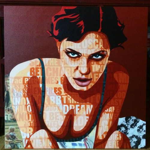 Angelina Jolie Collage Painting Process by Borbay