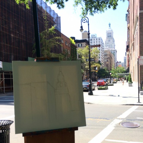 Con Edison Tower Painting Process From Gramercy Park by Borbay
