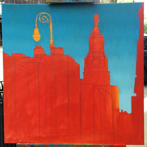 Con Edison Tower Painting Process From Gramercy Park by Borbay