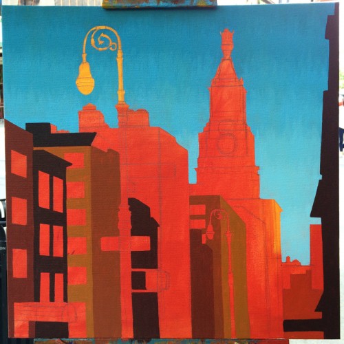 Con Edison Tower Painting Process From Gramercy Park by Borbay