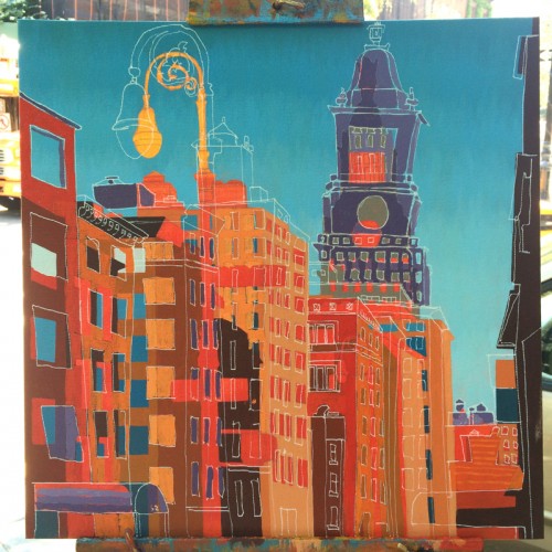 Con Edison Tower Painting Process From Gramercy Park by Borbay