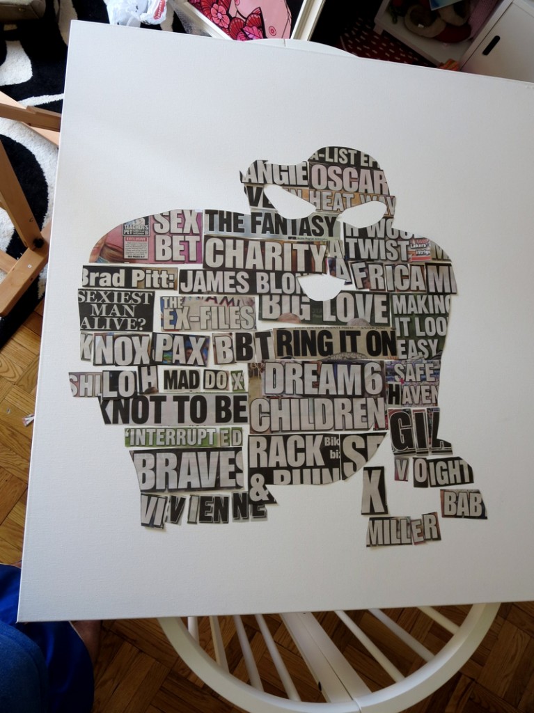 Angelina Jolie Collage Painting Process by Borbay