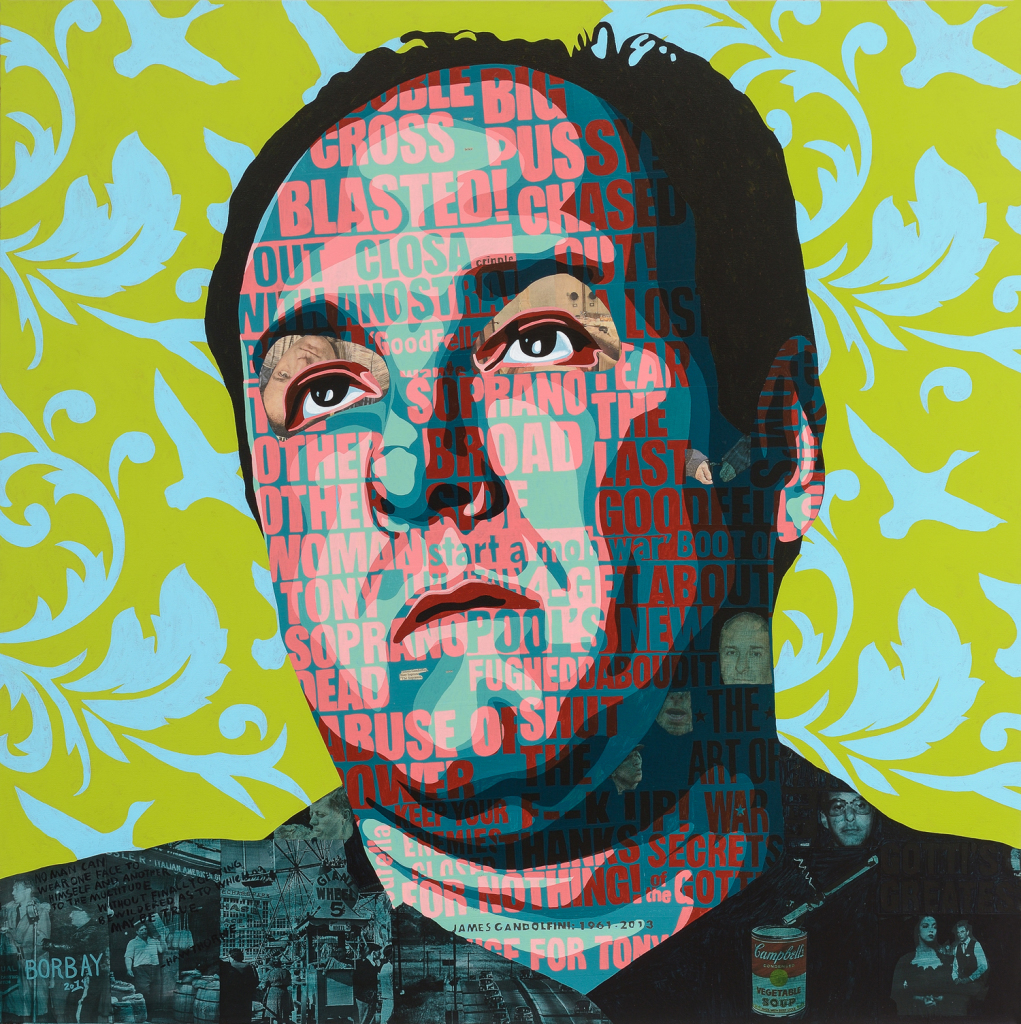 James Gandolfini Tony Soprano Collage Painting by Borbay