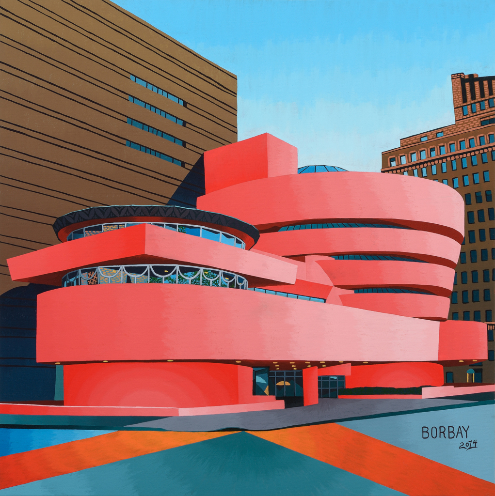 Pink Guggenheim Painting by Borbay