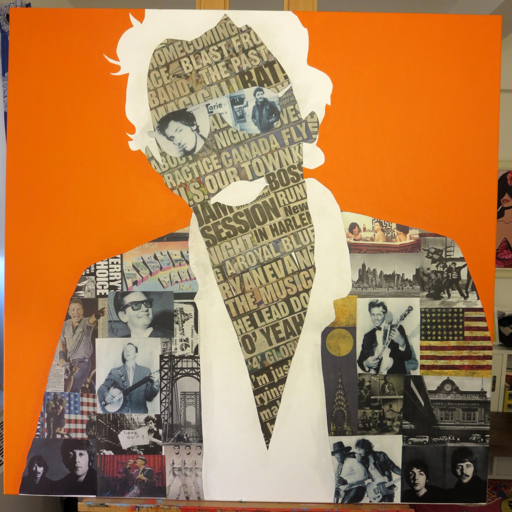 Bruce Springsteen Collage Painting Process by Borbay