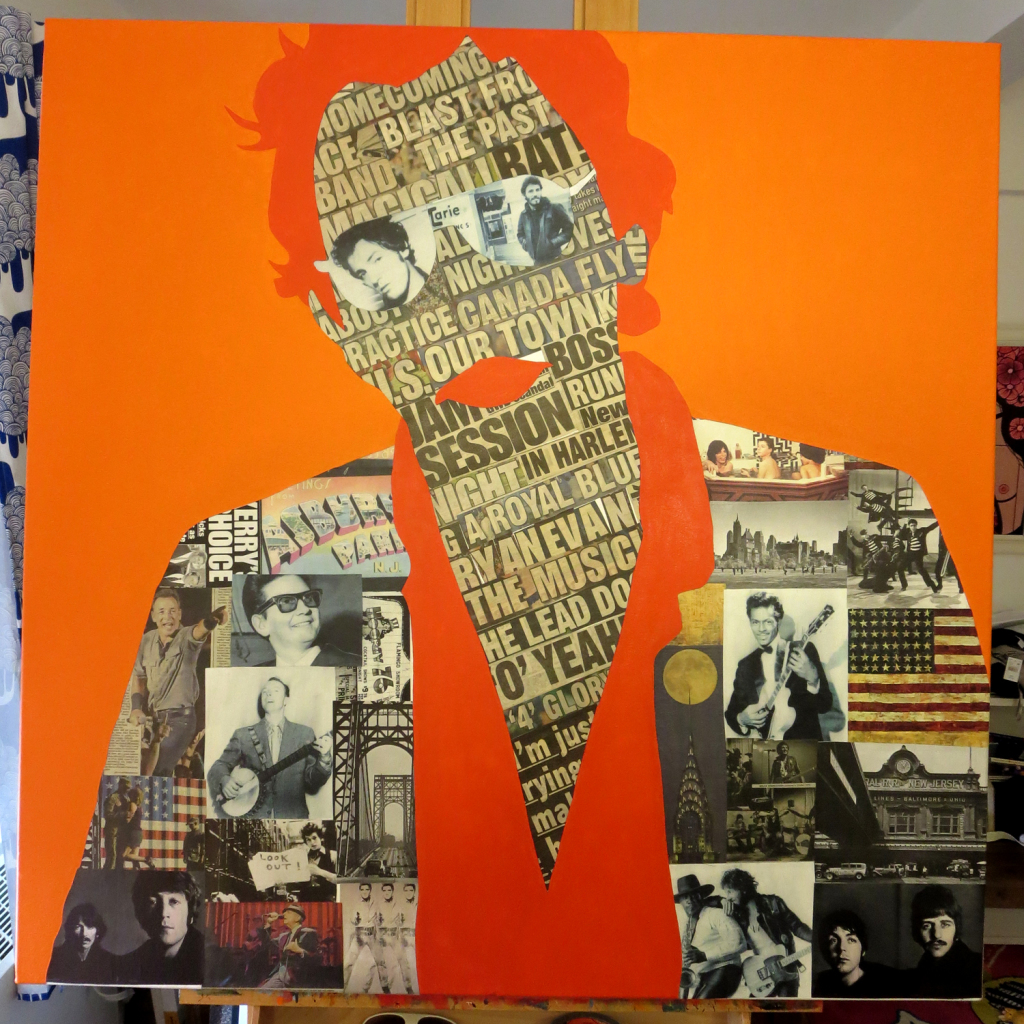 Bruce Springsteen Collage Painting Process by Borbay