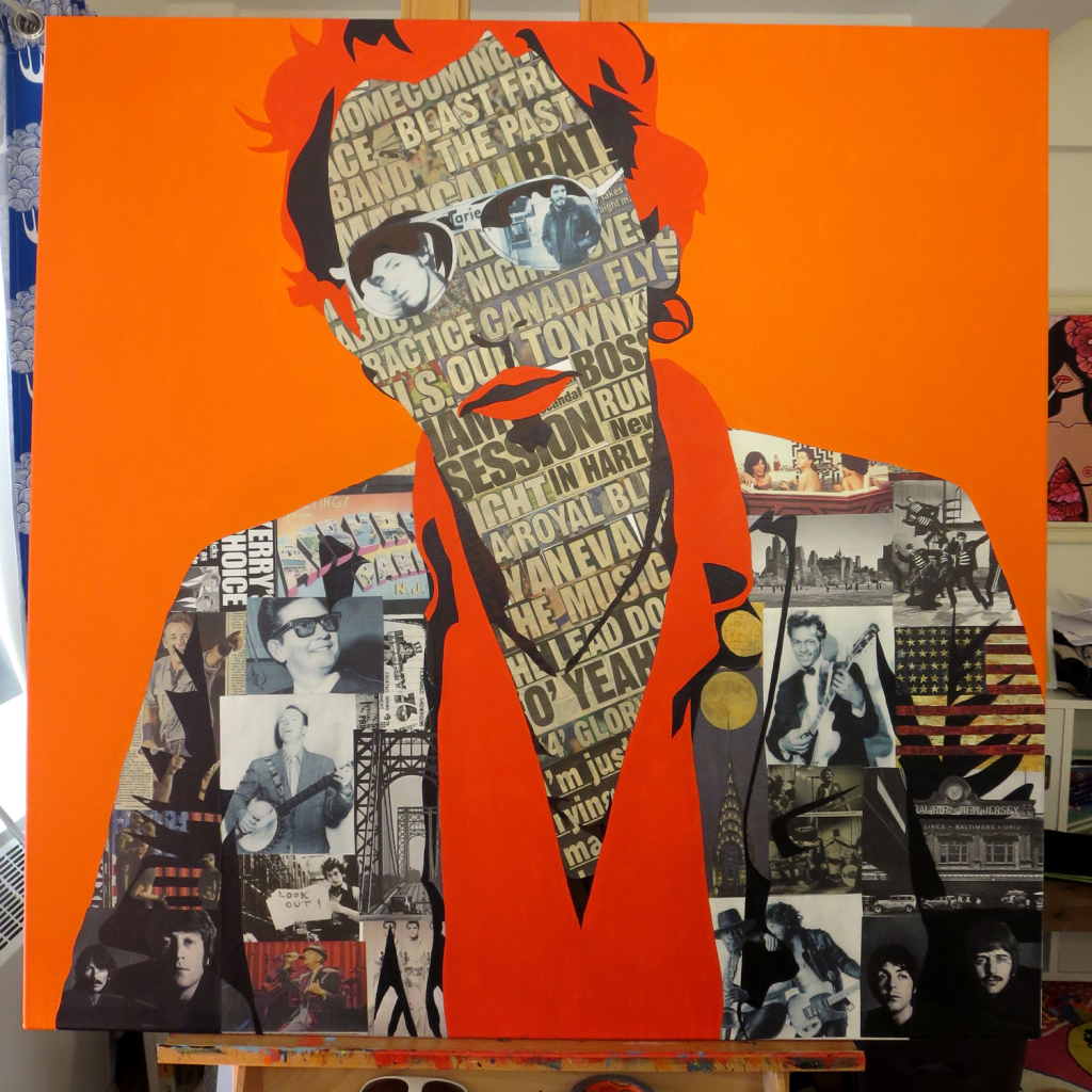 Bruce Springsteen Collage Painting Process by Borbay