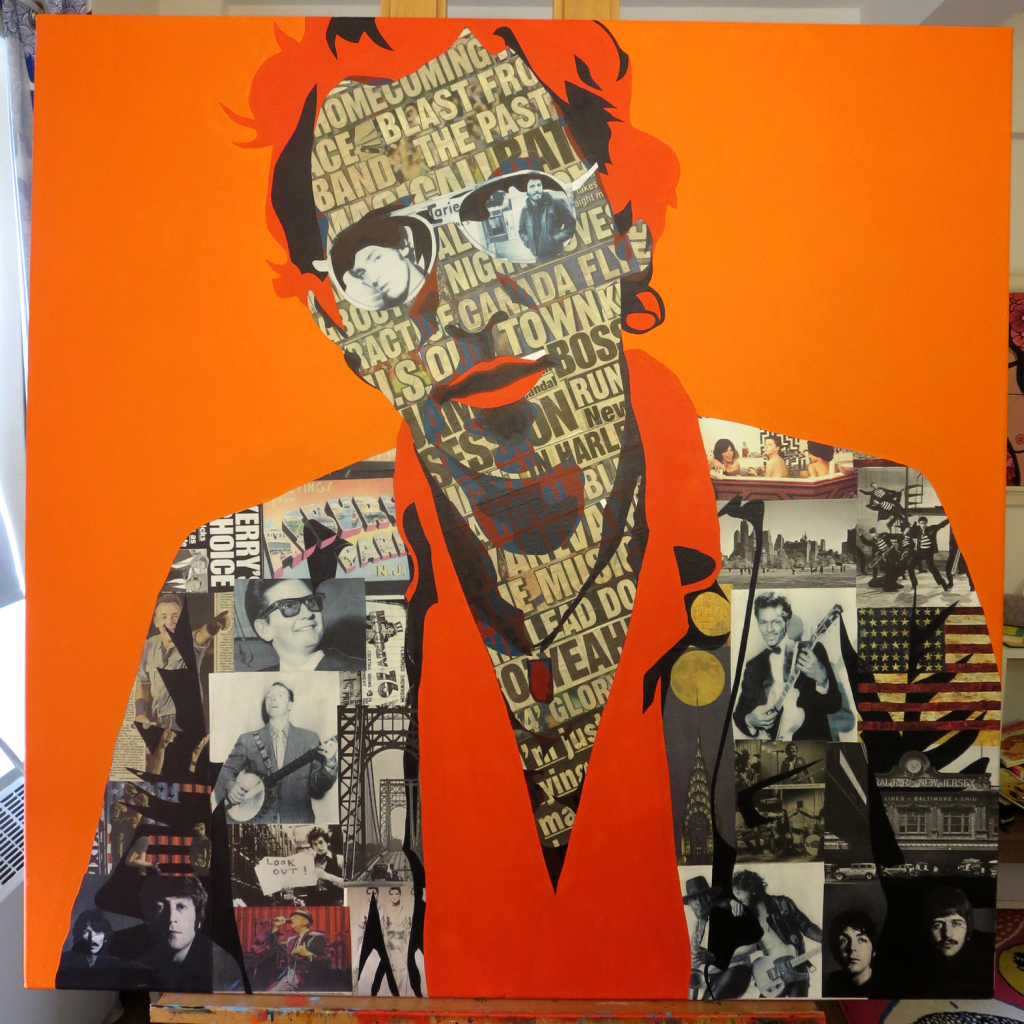 Bruce Springsteen Collage Painting Process by Borbay