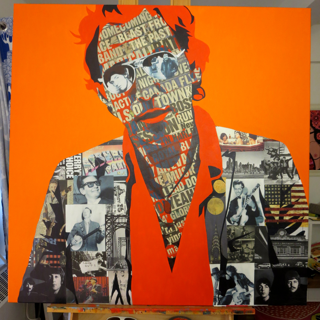 Bruce Springsteen Collage Painting Process by Borbay