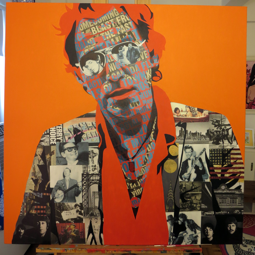 Bruce Springsteen Collage Painting Process by Borbay
