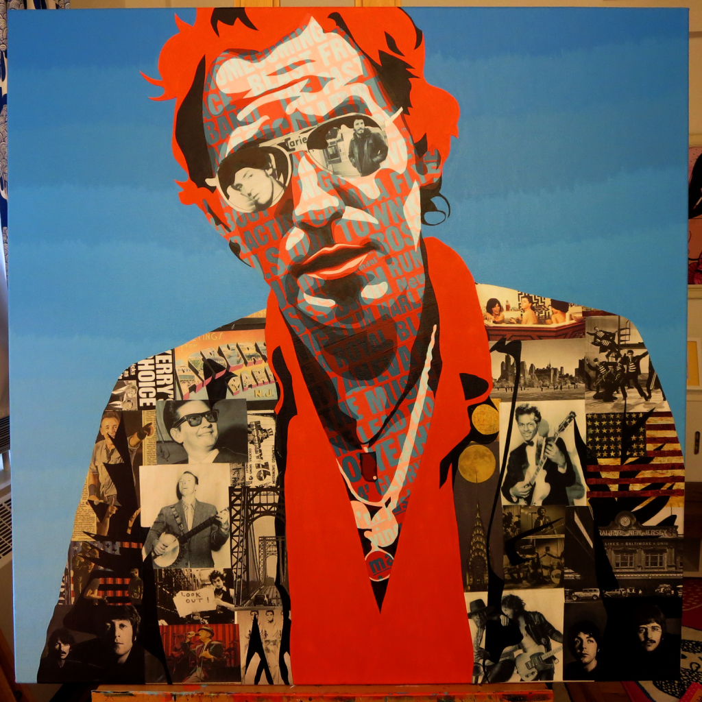 Bruce Springsteen Collage Painting Process by Borbay