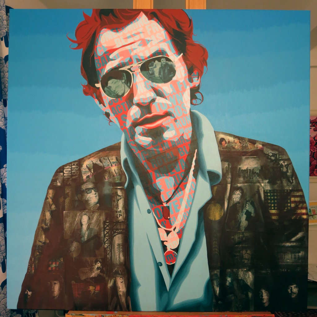 Bruce Springsteen Collage Painting Process by Borbay