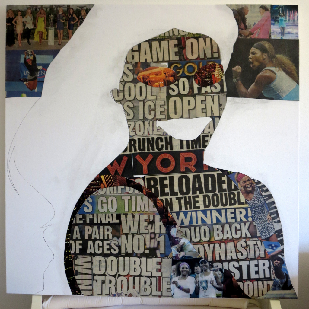 Serena Williams Collage Painting Process by Borbay