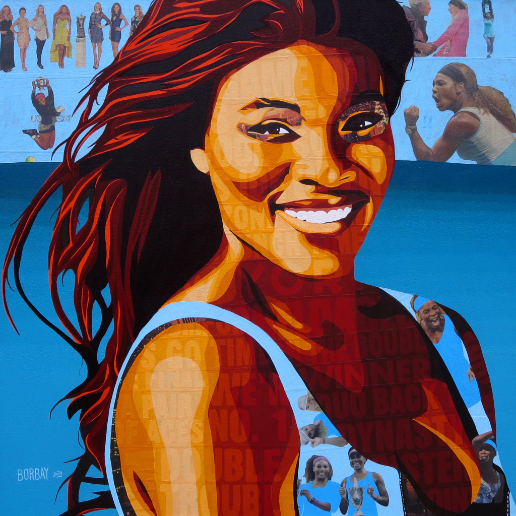 Serena Williams Collage Painting by Borbay