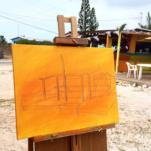 Painting Process of Santanas on Little Exuma The Bahamas by Borbay