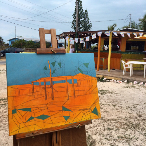 Painting Process of Santanas on Little Exuma The Bahamas by Borbay