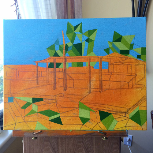 Painting Process of Santanas on Little Exuma The Bahamas by Borbay