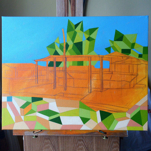 Painting Process of Santanas on Little Exuma The Bahamas by Borbay