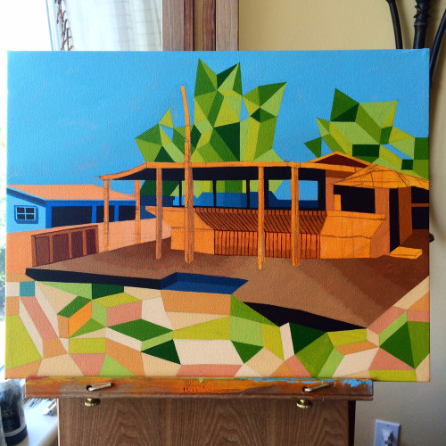 Painting Process of Santanas on Little Exuma The Bahamas by Borbay