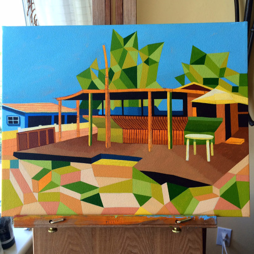 Painting Process of Santanas on Little Exuma The Bahamas by Borbay