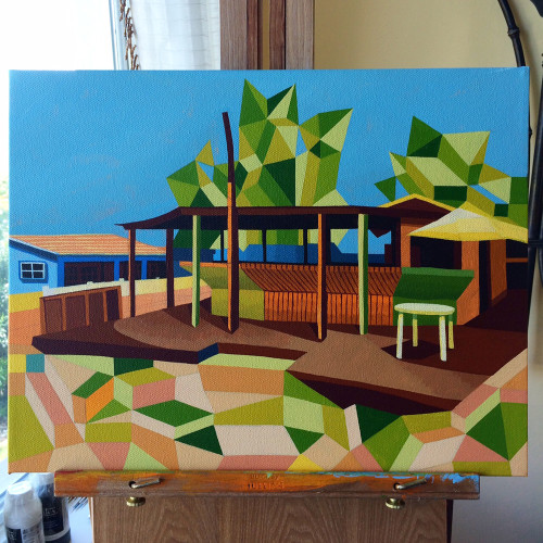 Painting Process of Santanas on Little Exuma The Bahamas by Borbay