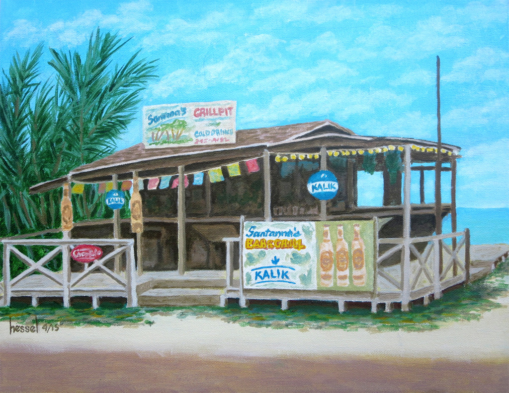 Santanas Painting in Exuma by Tom Hessel