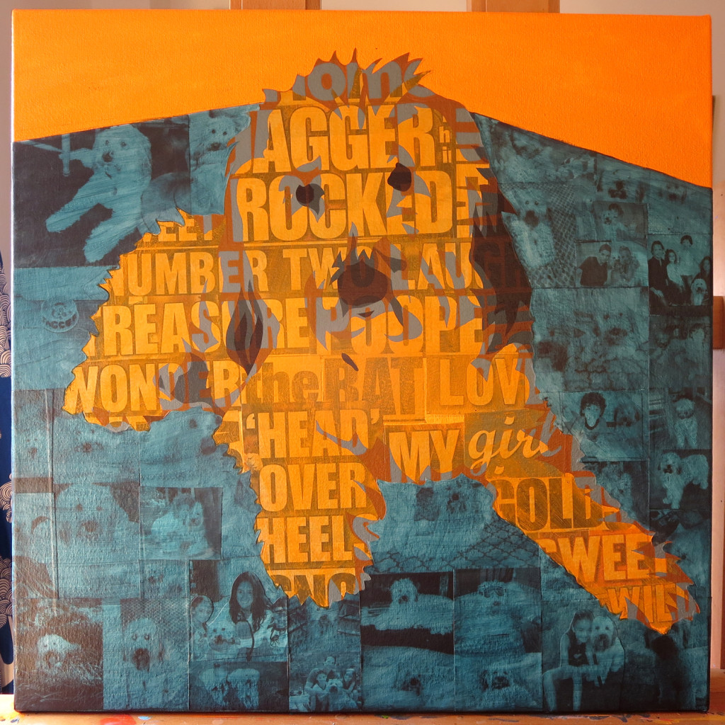 Jagger Collage Painting Process by Borbay