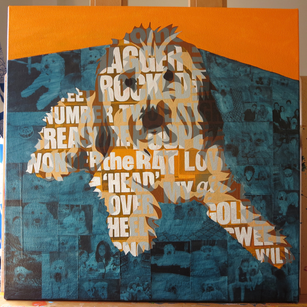 Jagger Collage Painting Process by Borbay