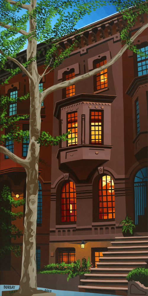 Upper East Side Townhouse Portrait at Twilight — a Painting by Borbay