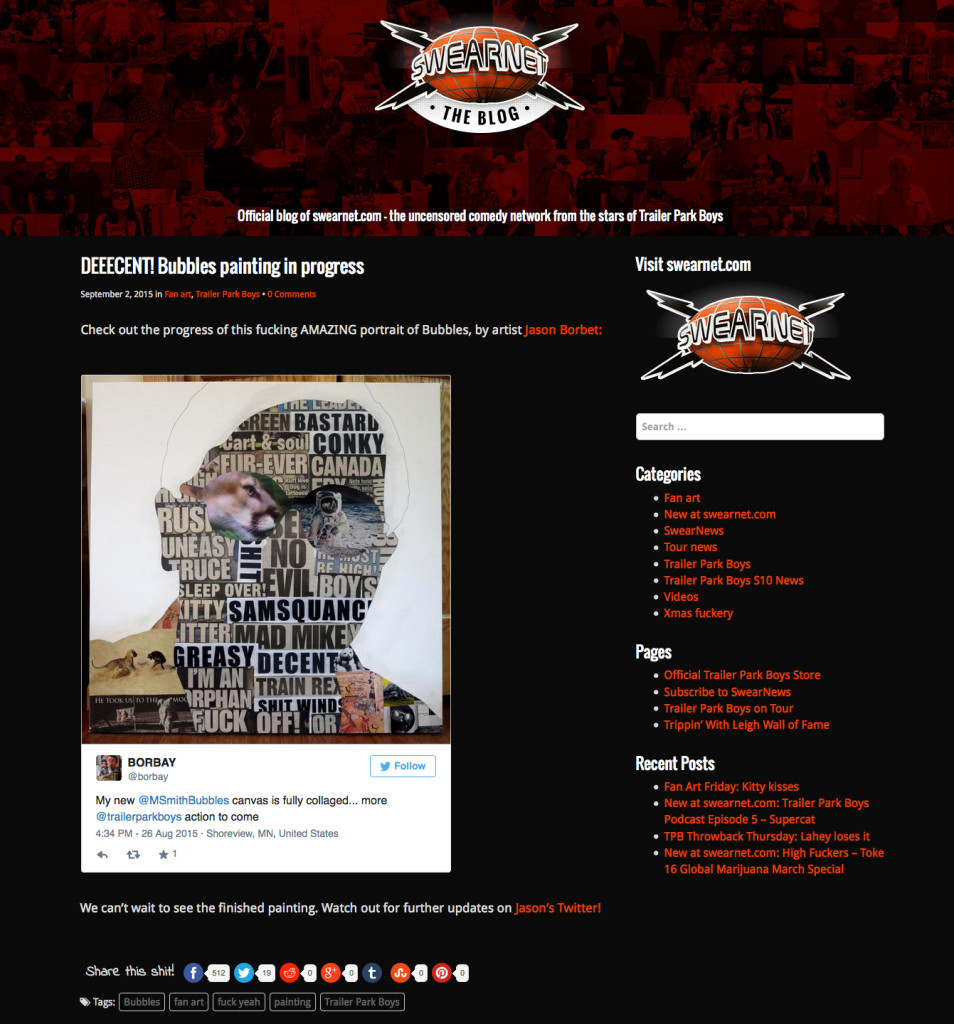 Bubbles Trailer Park Boys Painting By Borbay Featured On Swearnet