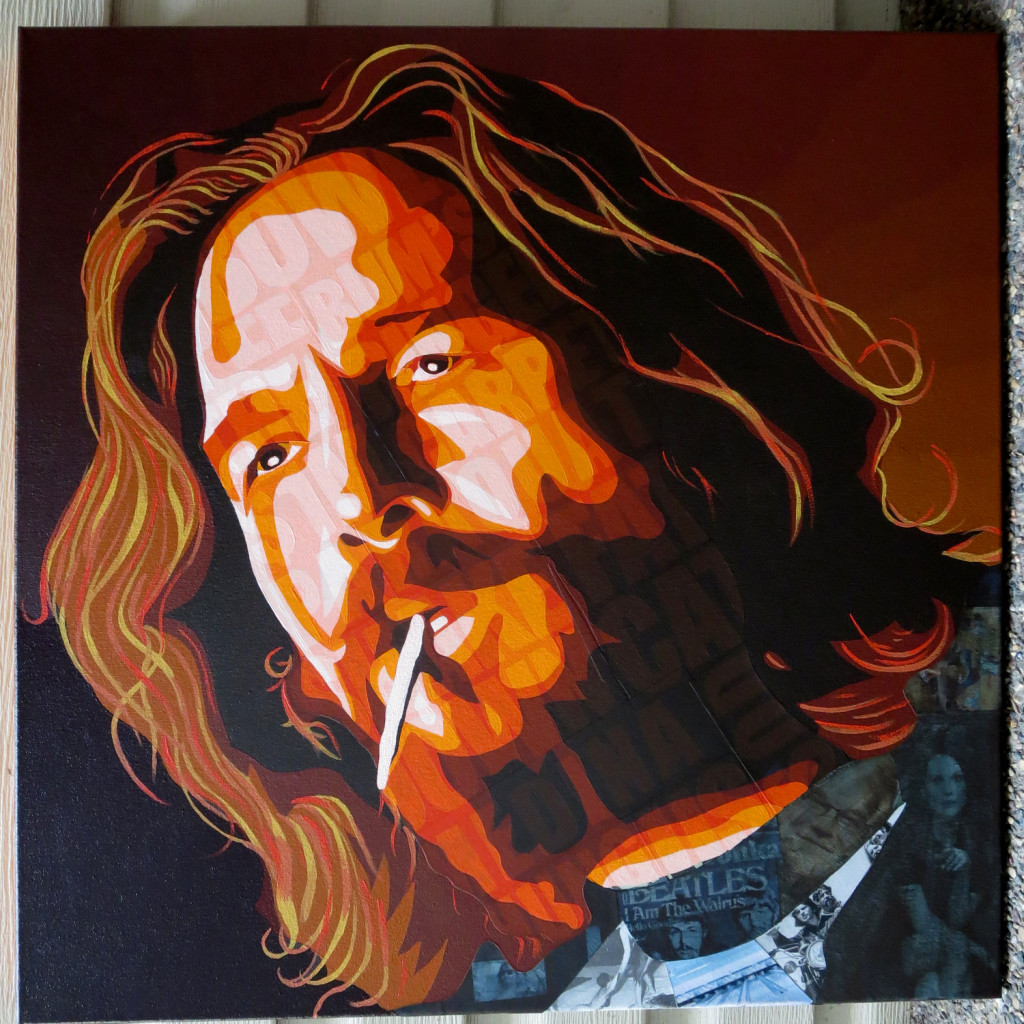 Borbays Painting Process of The Dude, Lebowski Painting, Big Lebowski Painting 