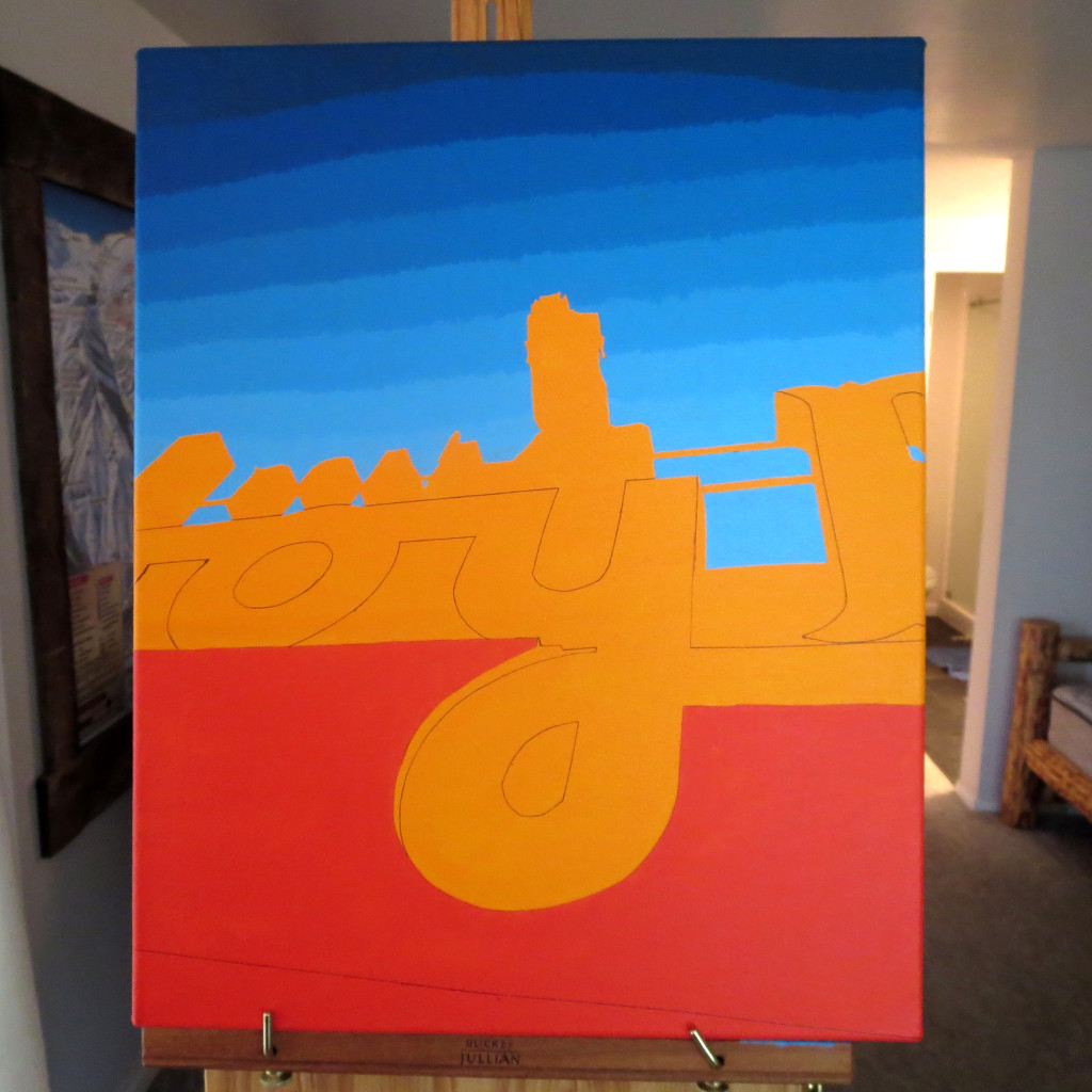 Cowboy Bar Painting Process by Borbay, Jackson Hole, Wyomoing