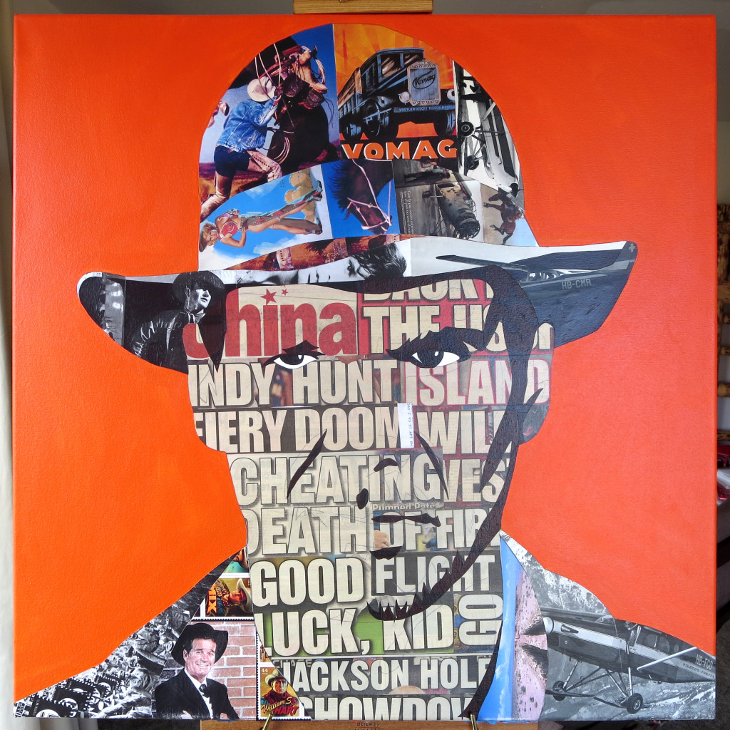 Indiana Jones Painting Process by Borbay, Collage Painting, Harrison Ford Painting