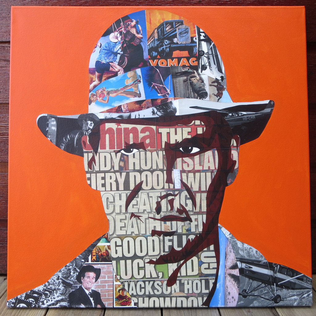 Indiana Jones Painting Process by Borbay, Collage Painting, Harrison Ford Painting