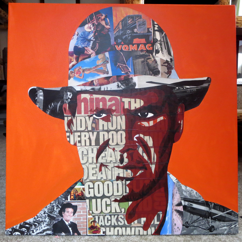 Indiana Jones Painting Process by Borbay, Collage Painting, Harrison Ford Painting