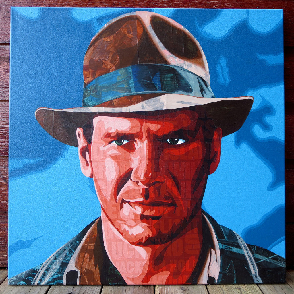 Indiana Jones Painting by Borbay, Collage Painting, Harrison Ford Painting