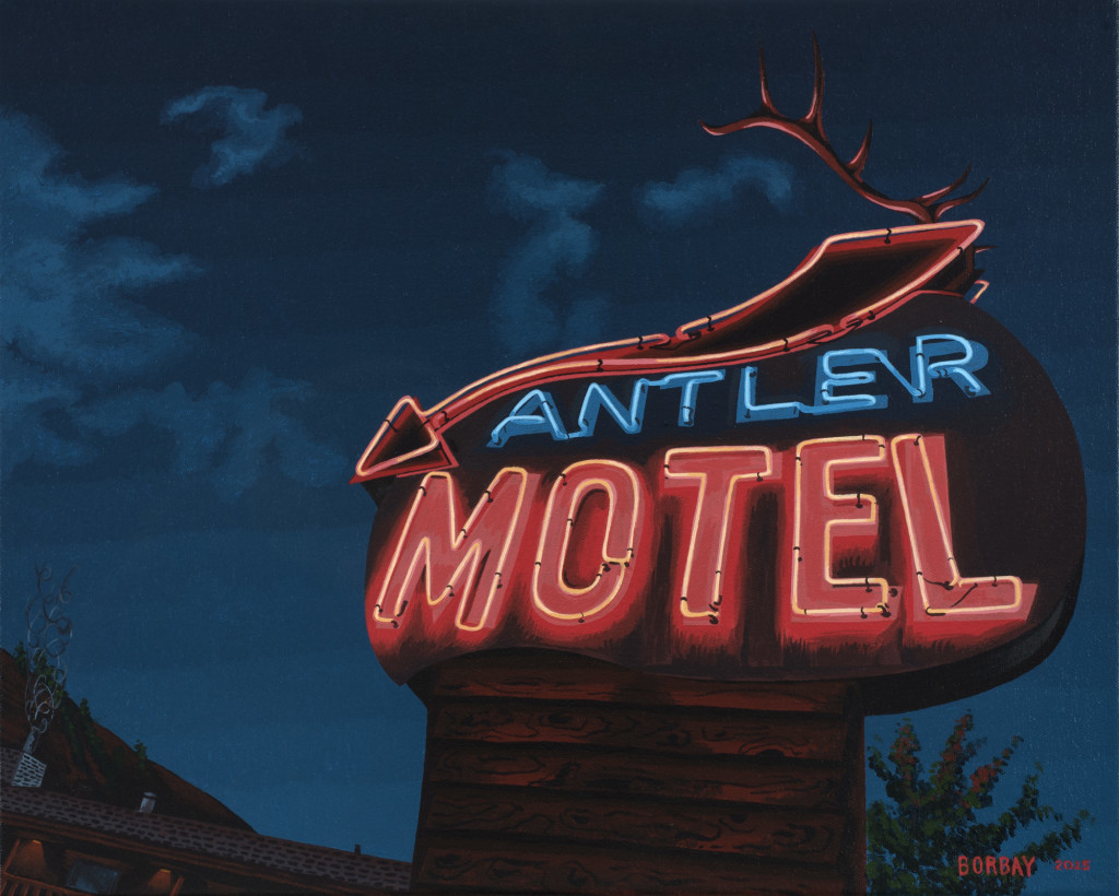 Antler Inn Painting by Borbay, Antler Motel Sign Painting Jackson Hole