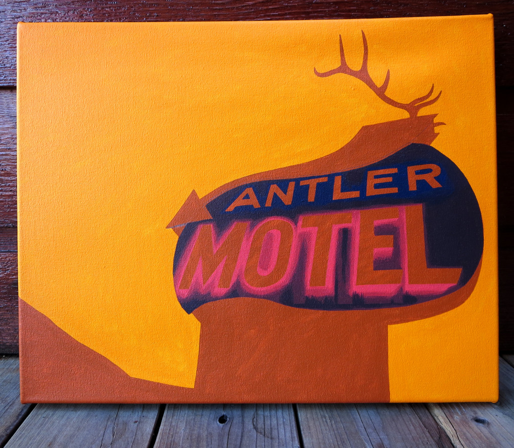 Antler Inn Painting Process by Borbay, Antler Motel Sign Painting Jackson Hole