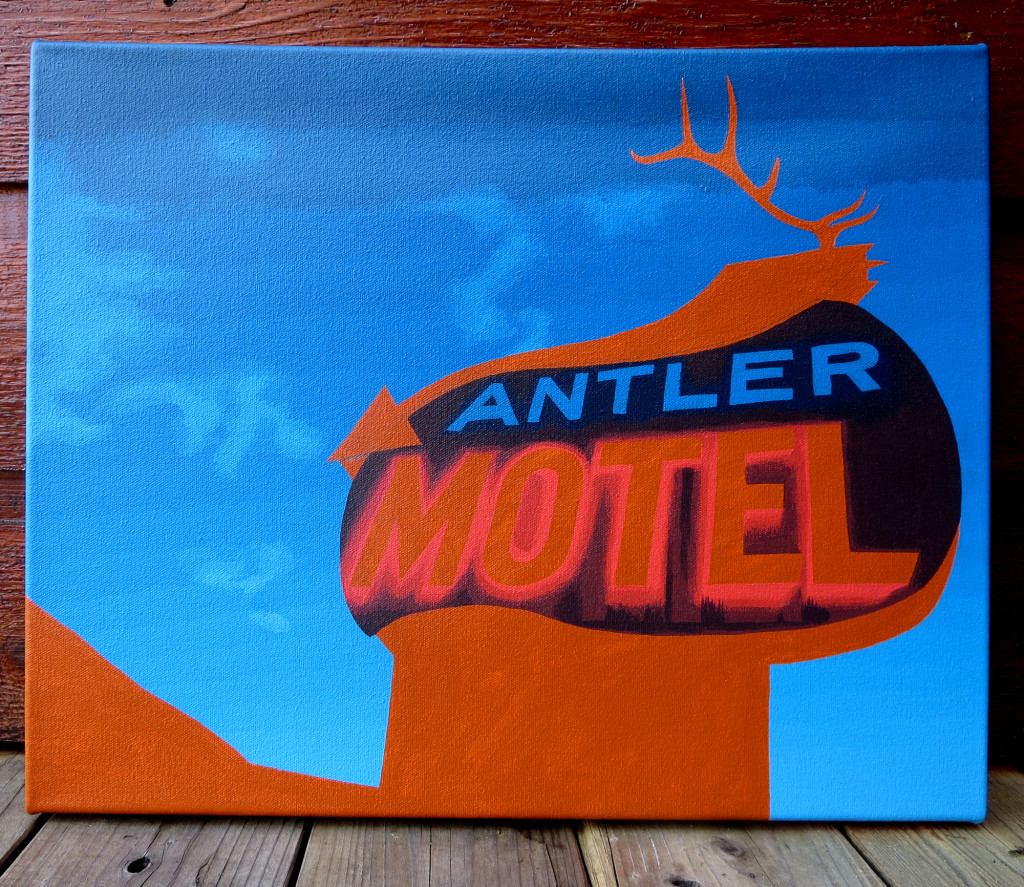 Antler Inn Painting Process by Borbay, Antler Motel Sign Painting Jackson Hole