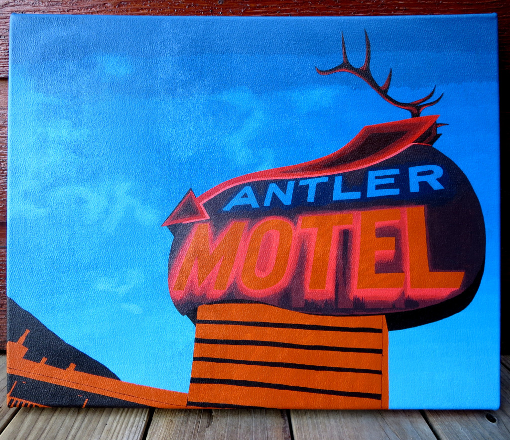 Antler Inn Painting Process by Borbay, Antler Motel Sign Painting Jackson Hole
