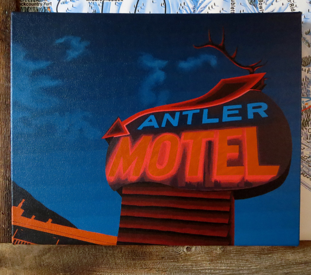 Antler Inn Painting Process by Borbay, Antler Motel Sign Painting Jackson Hole