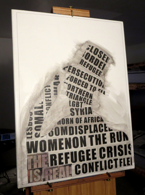 The New Crisis, Painting Process by Borbay — Painting created for the UN Refugee Agency