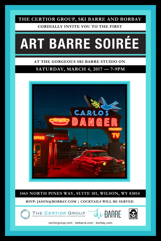Art Barre Soiree Poster March 4 2017 Jackson Hole Wyoming - BORBAY Art Barre Soiree Poster March 4 2017 Jackson Hole Wyoming