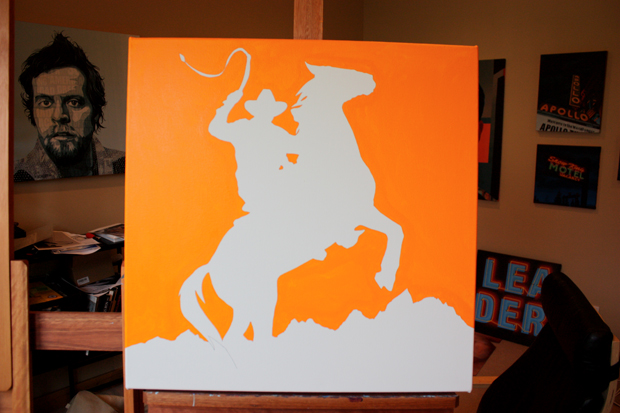 Neon Cowboy Painting Process by Borbay