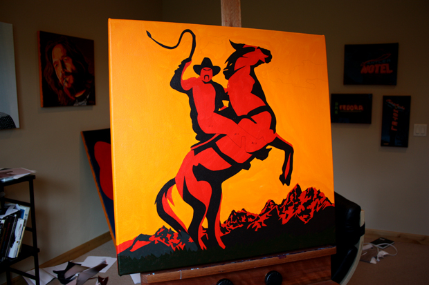 Neon Cowboy Painting Process by Borbay