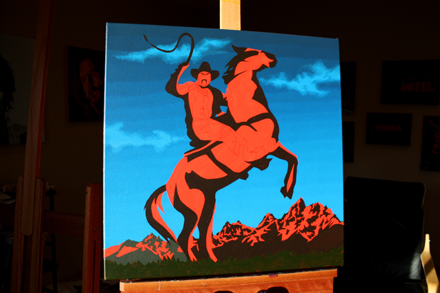 Neon Cowboy Painting Process by Borbay
