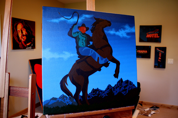 Neon Cowboy Painting Process by Borbay