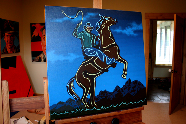 Neon Cowboy Painting Process by Borbay