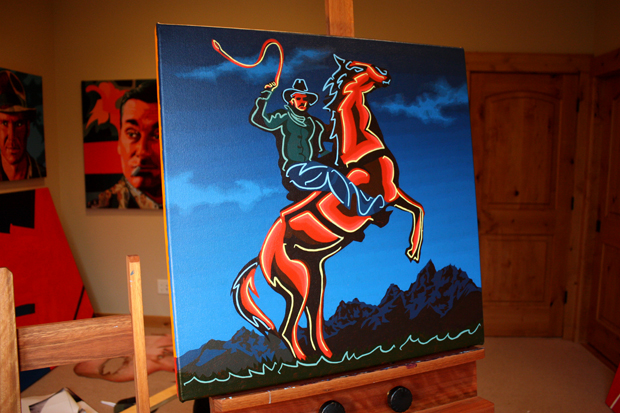 Neon Cowboy Painting Process by Borbay